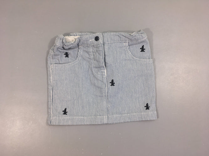 Jupe toile blanc ligné blanc broderies bumba, moins cher chez Petit Kiwi