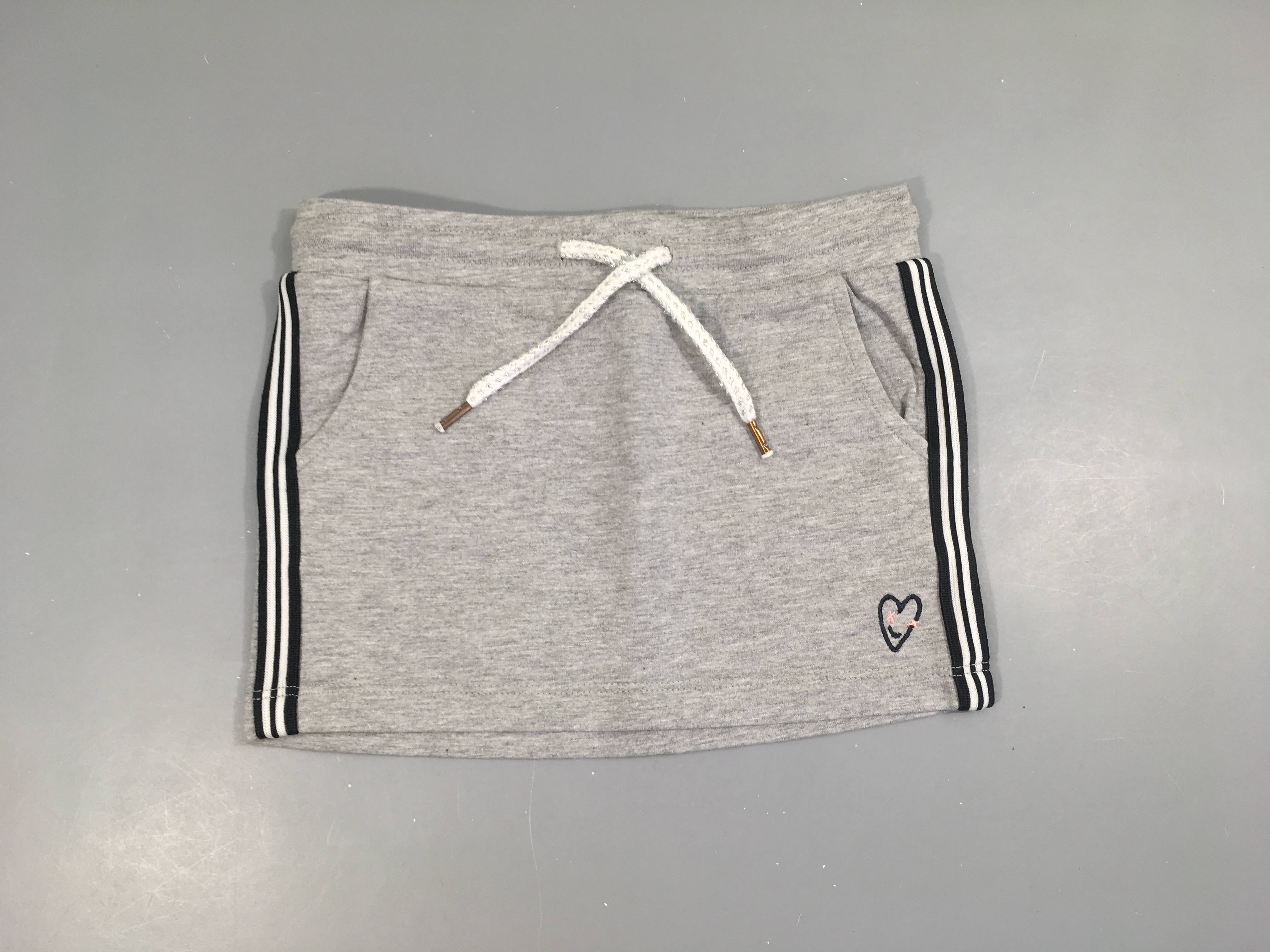 Jupe molleton gris chiné bandes latérales coeur