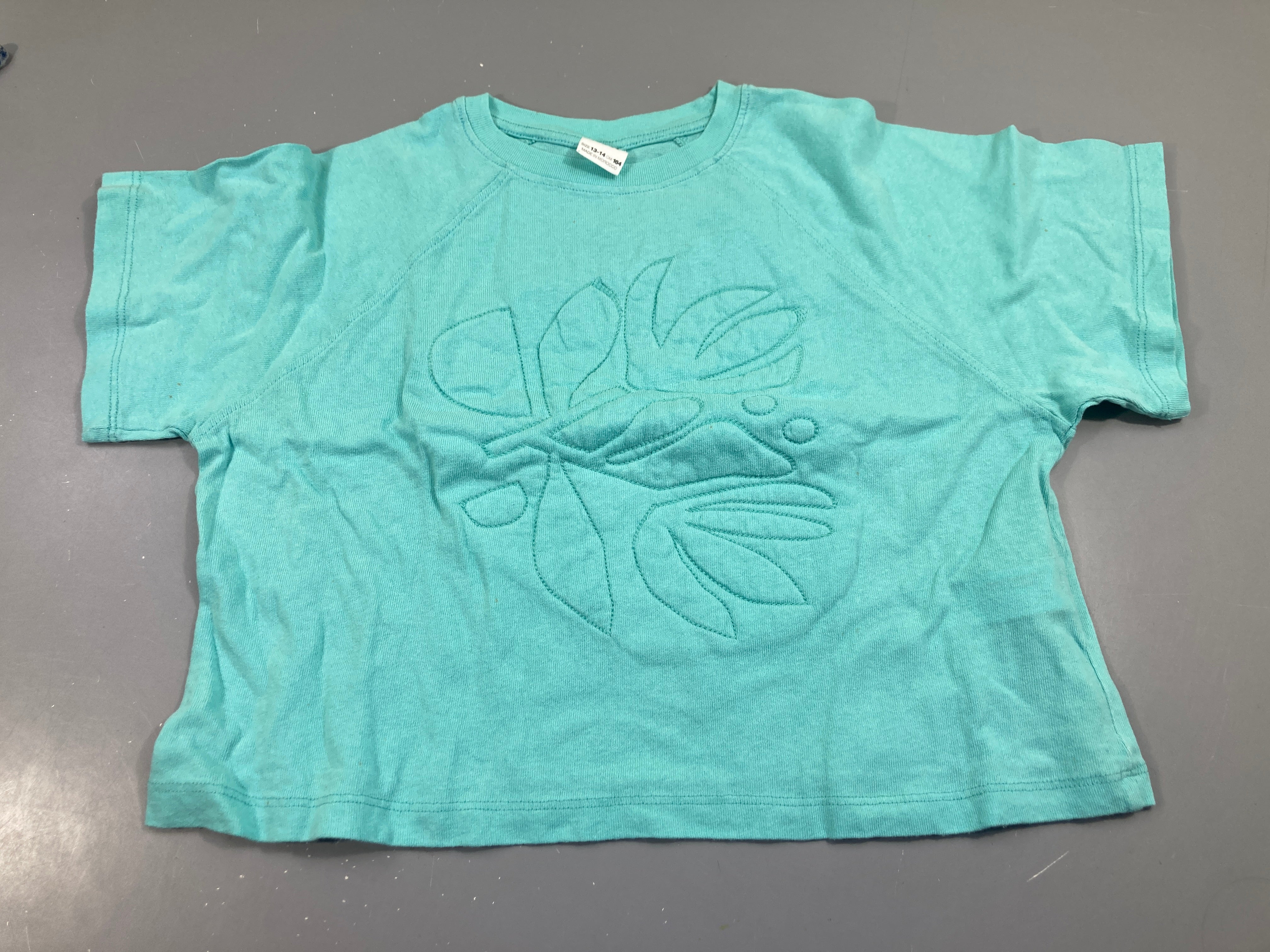 T-shirt m.c turquoise , motif matelassé