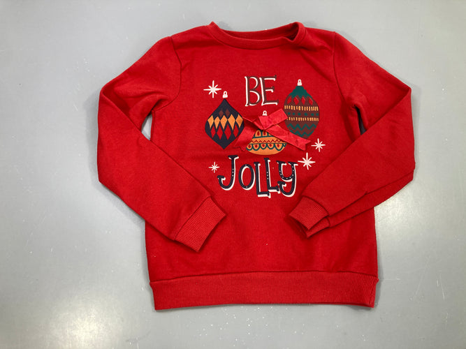 Sweat rouge, motif Noël Be Jolly Bouloché, moins cher chez Petit Kiwi