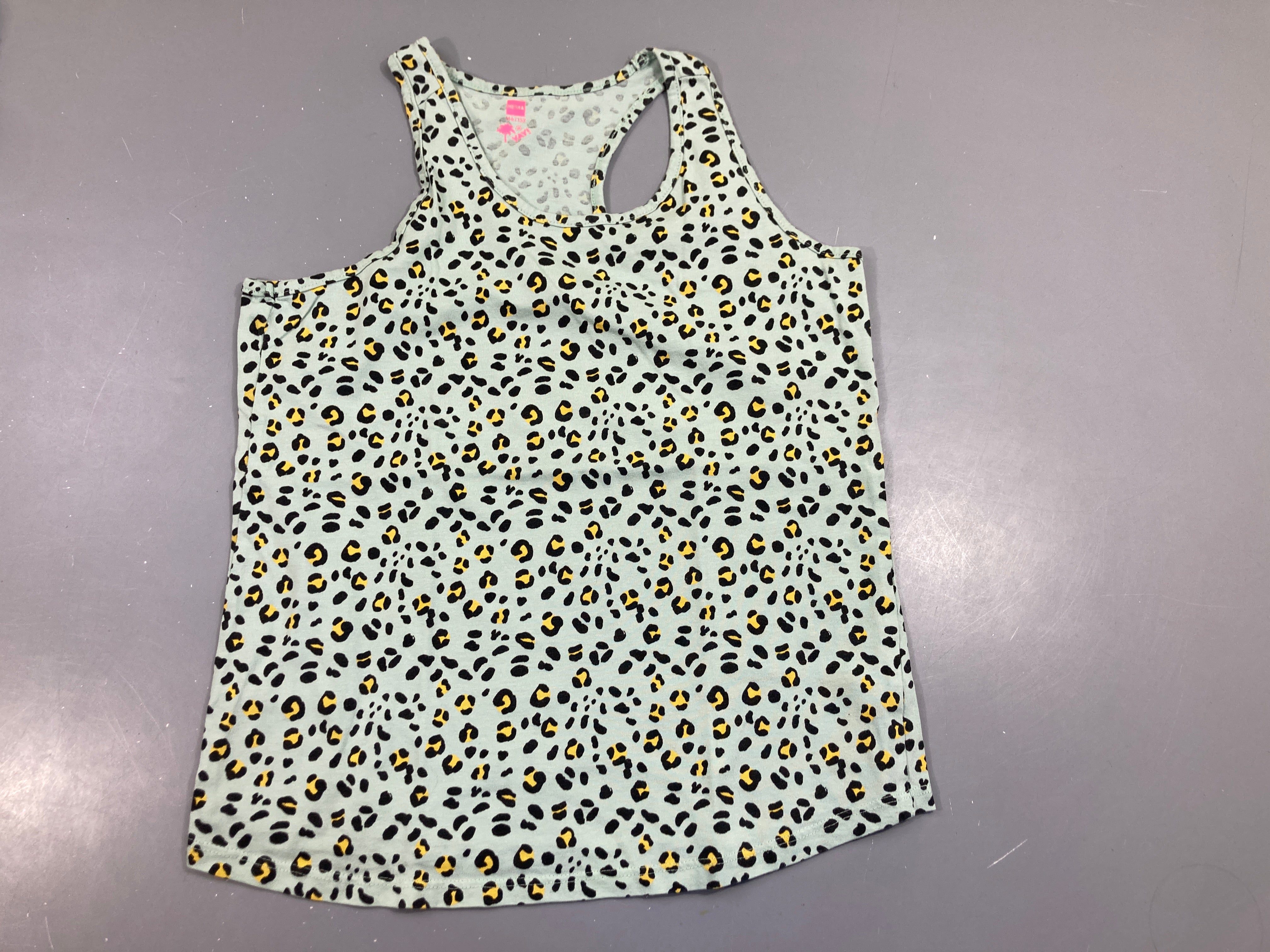 Débardeur vert d'eau motifs léopard