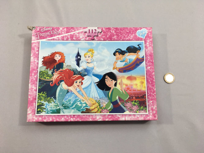 Complet puzzle 112pc princesses, boite abimée, moins cher chez Petit Kiwi