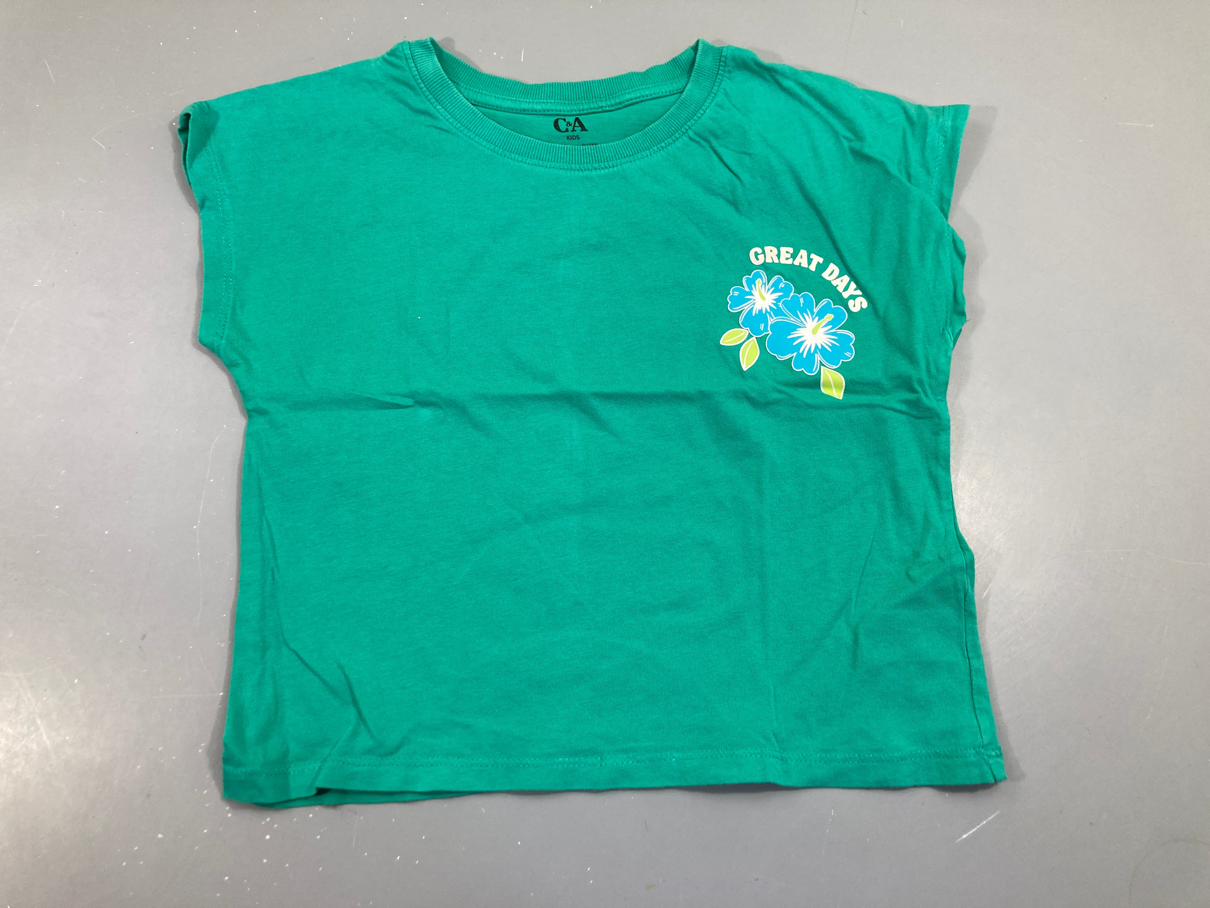 T-shirt s.m vert émeraude , fleur