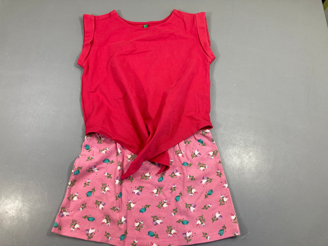 Robe s.m rose vif bas rose à fleurs, taille estimée, moins cher chez Petit Kiwi