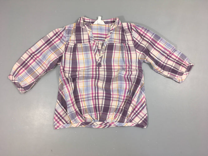 Blouse m.l carreaux blanc/mauve/jaune boutons, moins cher chez Petit Kiwi