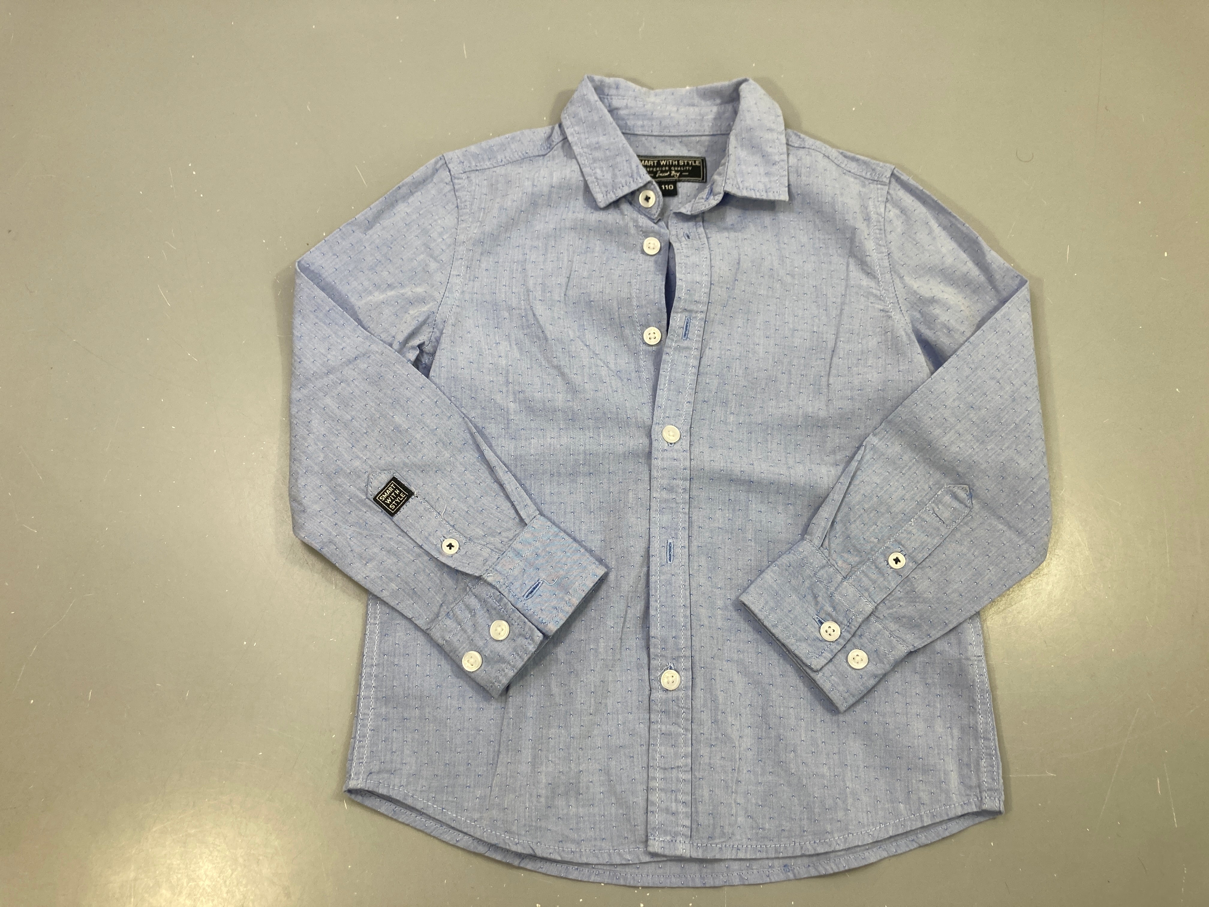 Chemise m.l bleu clair à pois, Smart With Style