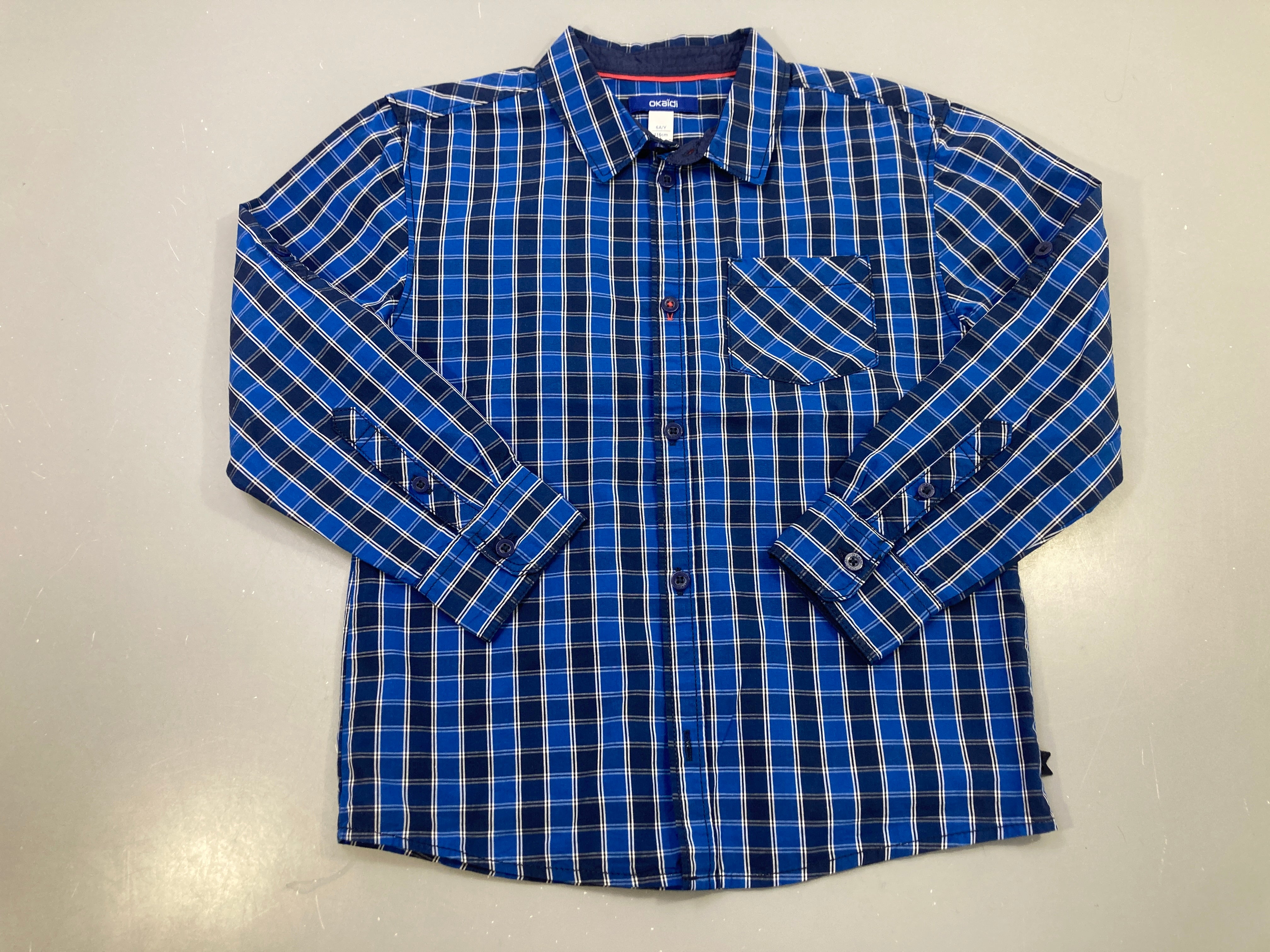 Chemise m.l bleu carreaux
