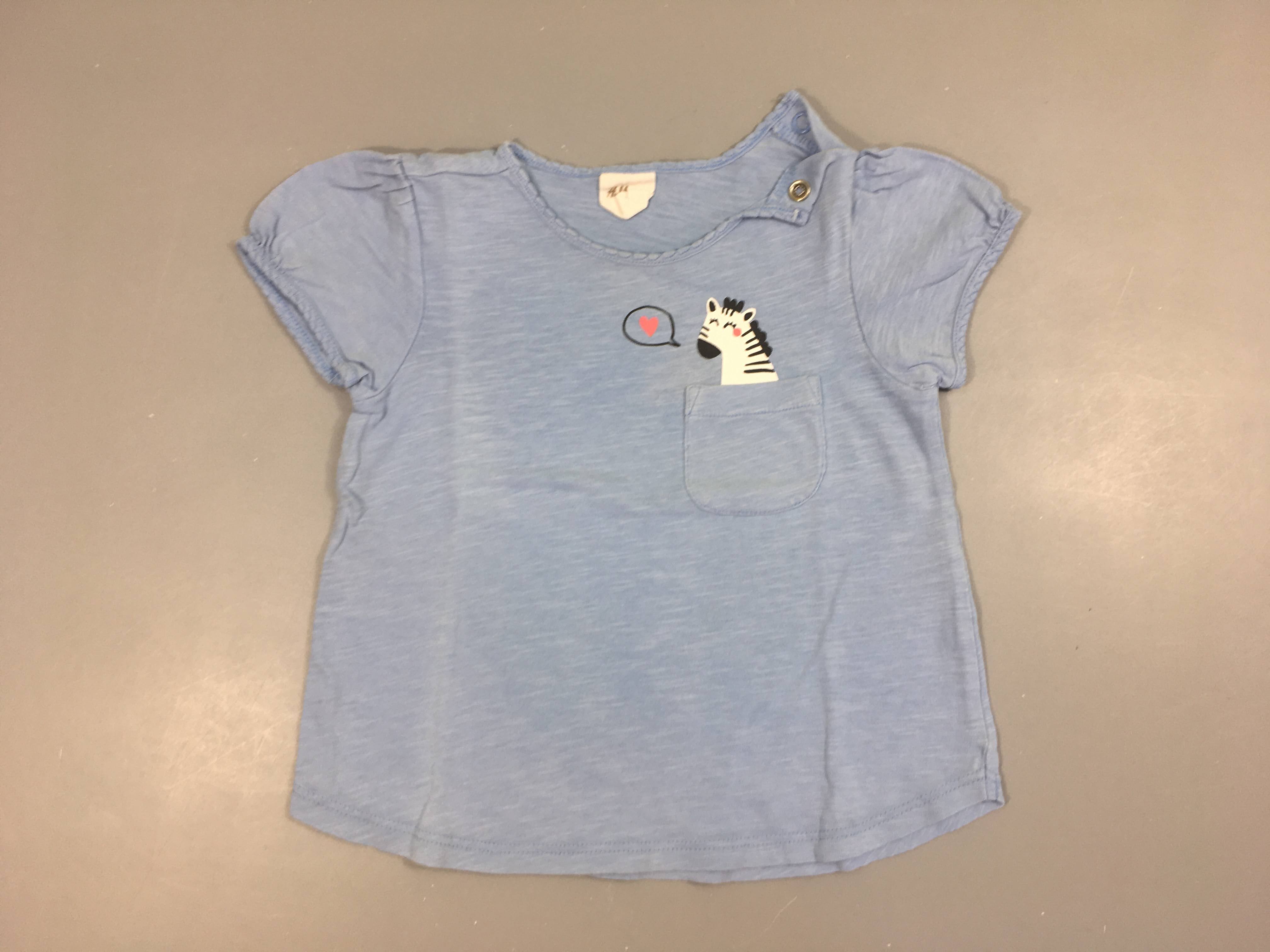 T-shirt m.c bleu flammé poche zèbre