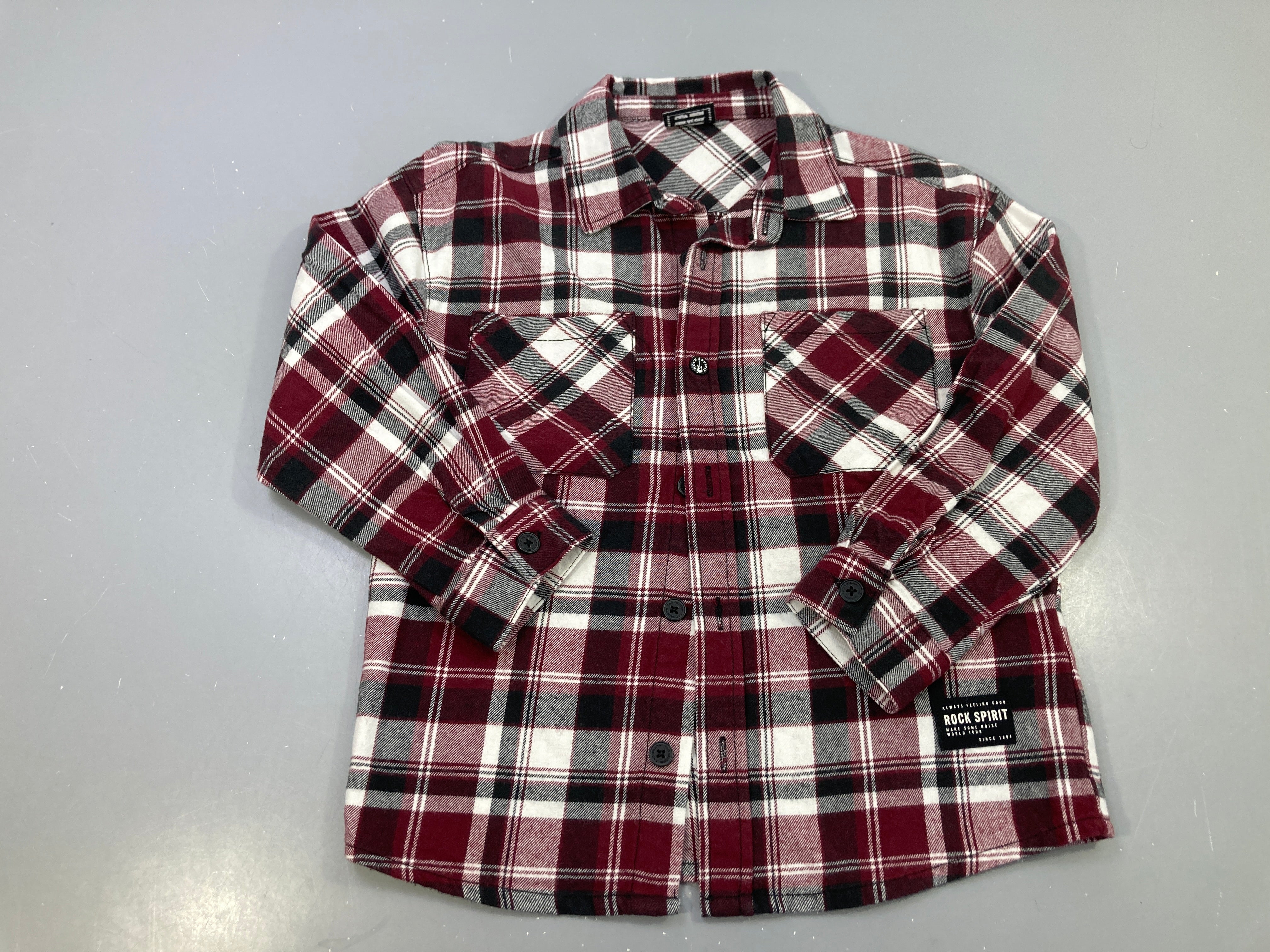 Chemise m.l flanelle bordeaux carreaux, Rock Spirit