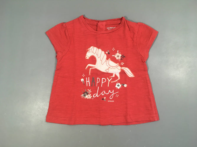 T-shirt m.c rouge flammé cheval, moins cher chez Petit Kiwi