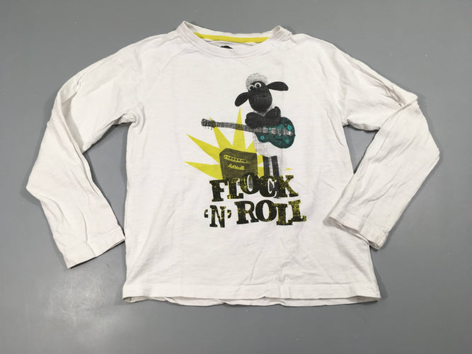 T-shirt m.l blanc flammé mouton, moins cher chez Petit Kiwi