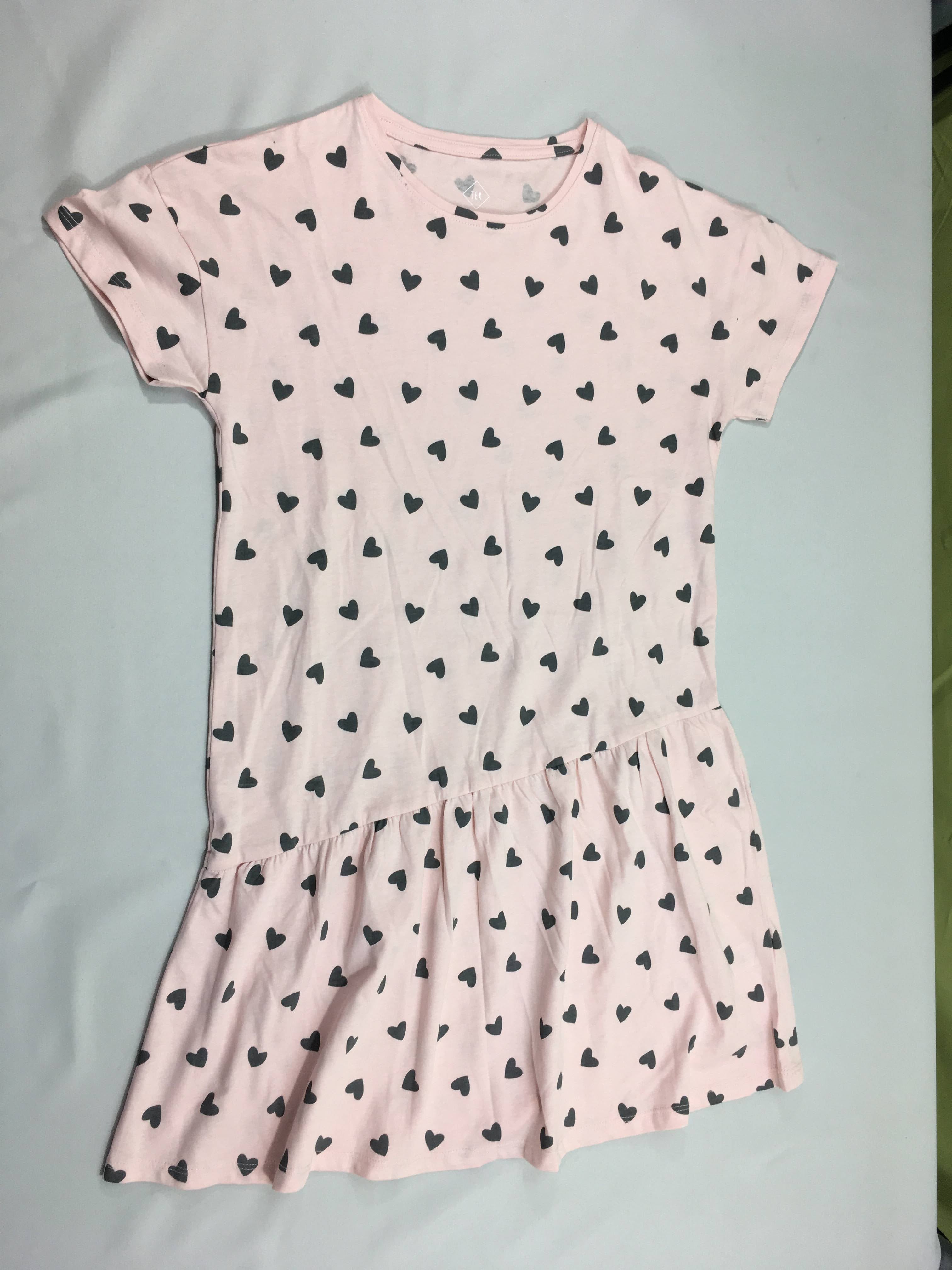 Robe m.c jersey rose pâle coeurs