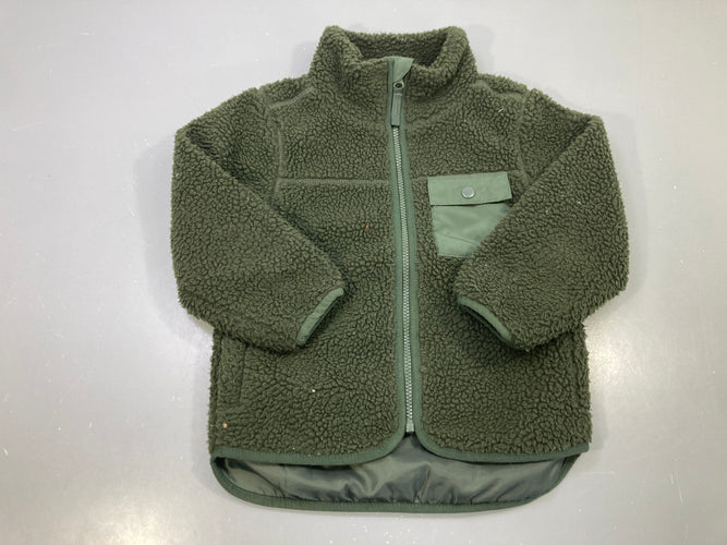 Polar vert kaki, sherpa zippée, moins cher chez Petit Kiwi