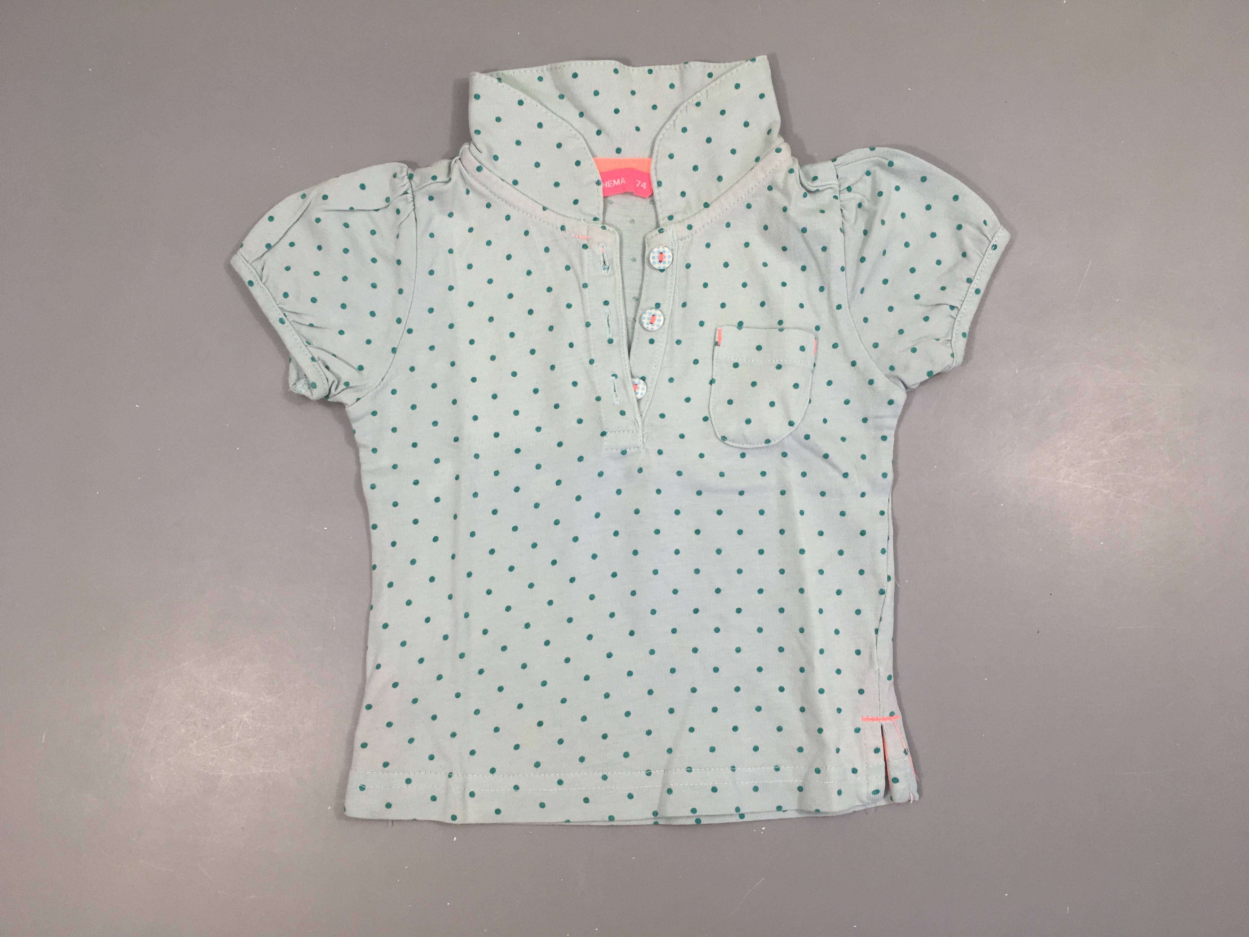 Polo m.c jersey bleu clair pois