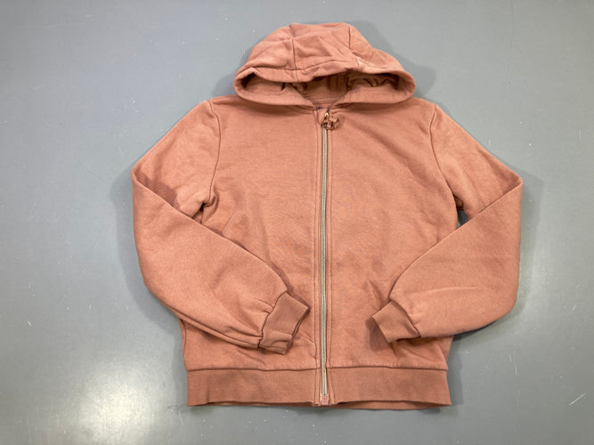 Sweat zippé capuche rose terracotta, moins cher chez Petit Kiwi