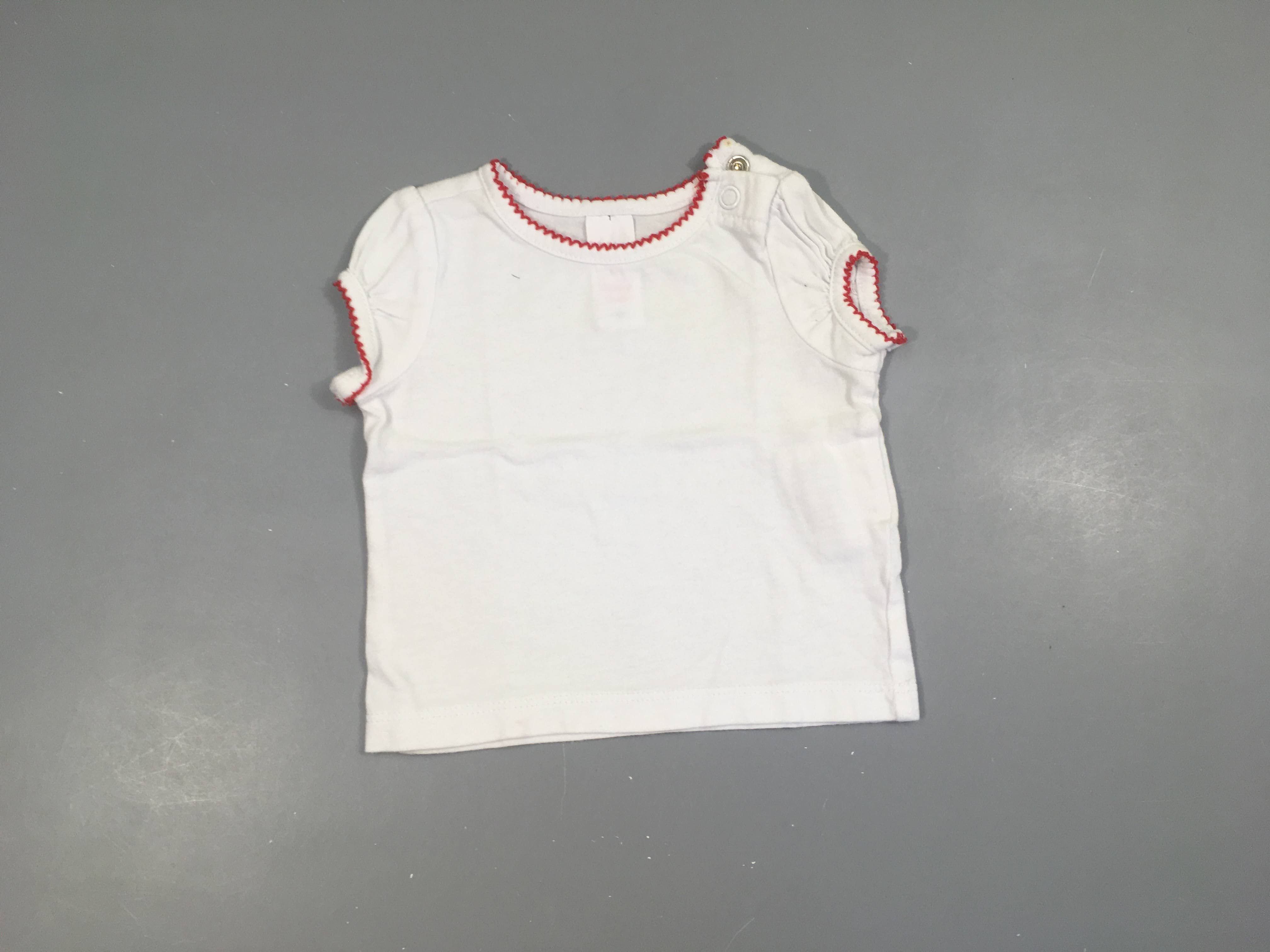T-shirt m.c blanc couture rouge