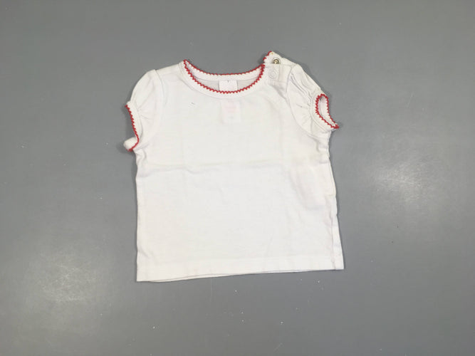 T-shirt m.c blanc couture rouge, moins cher chez Petit Kiwi