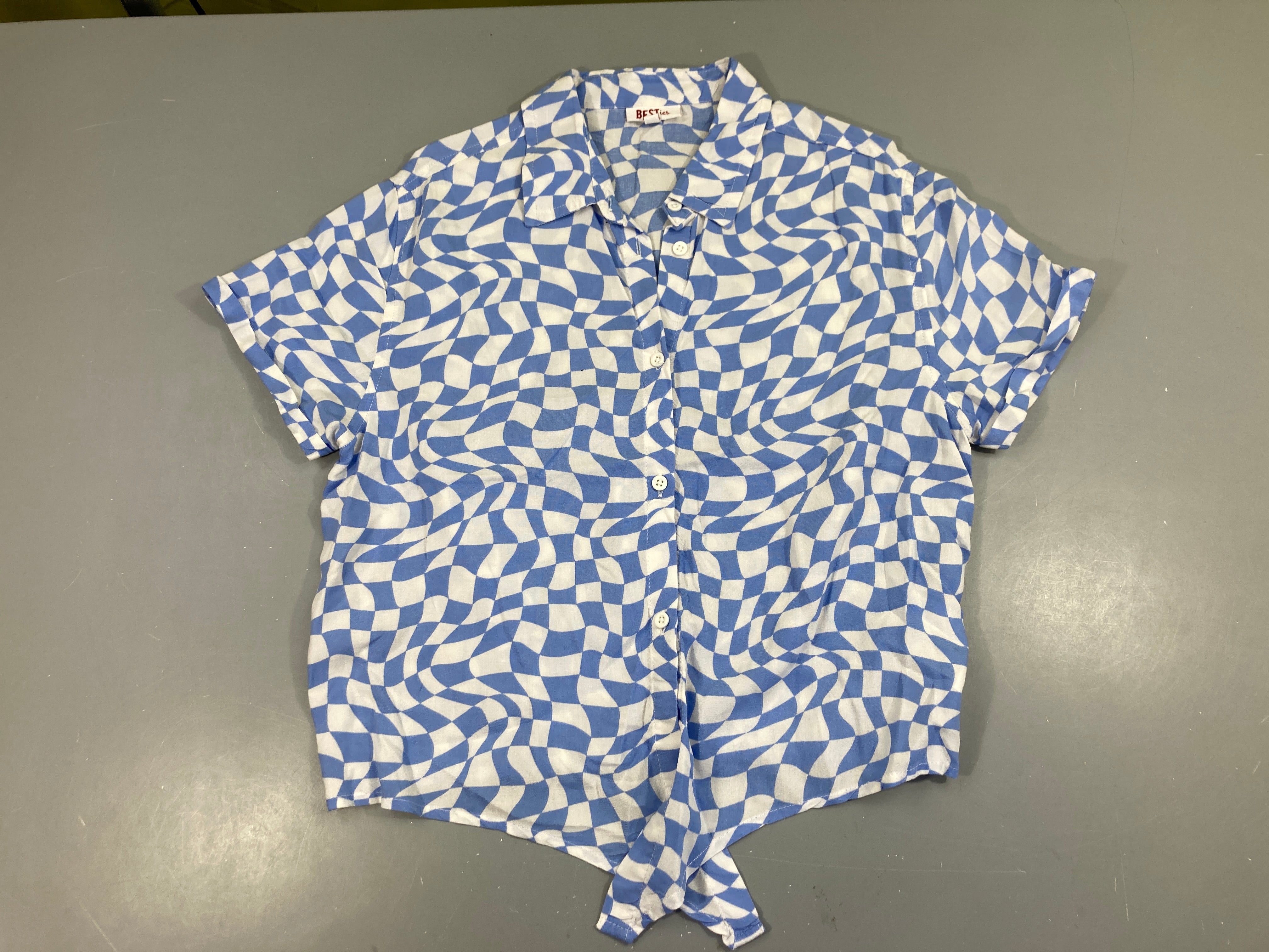 Chemisier m.cmotifs blanc/bleu