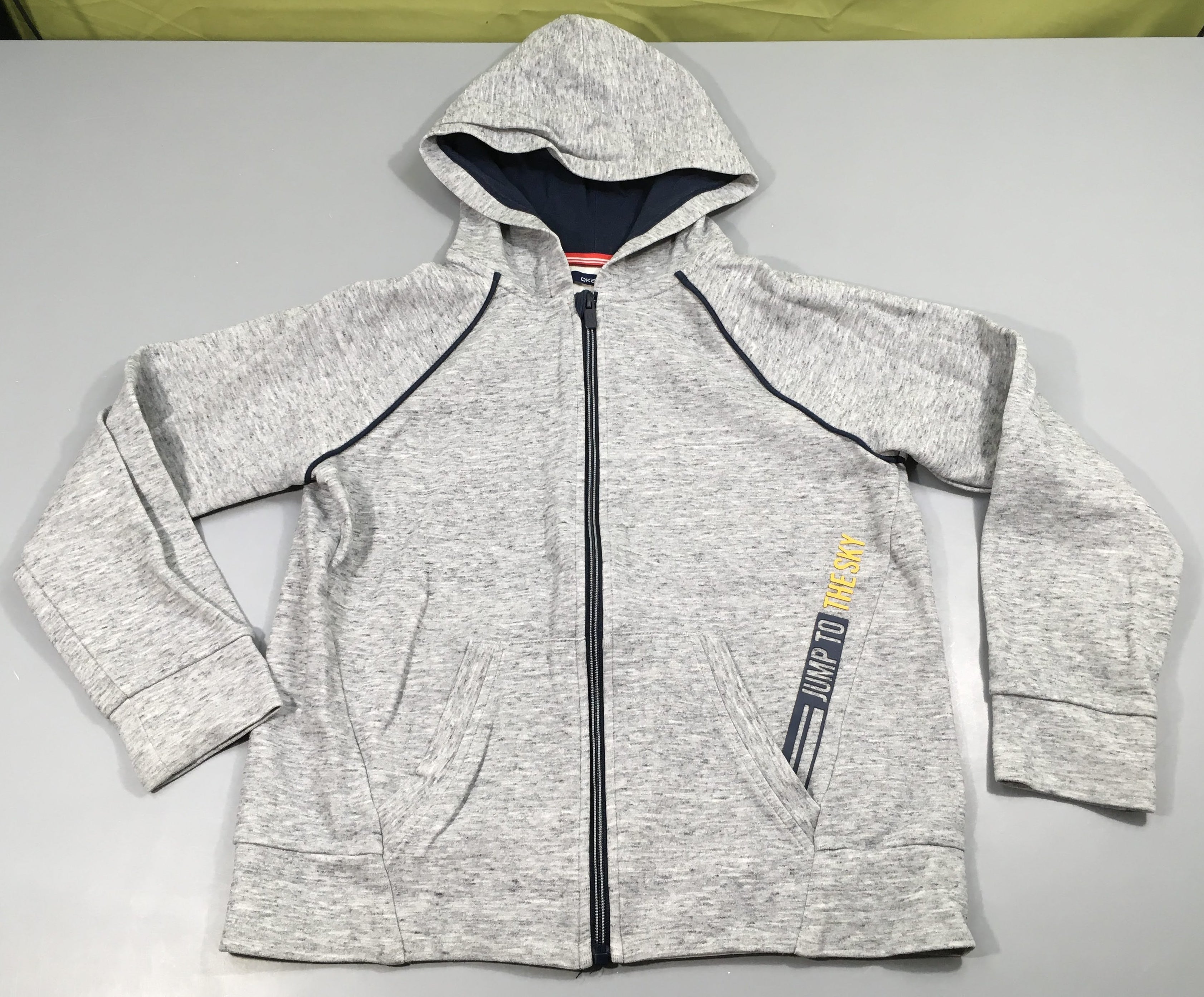 Sweat zippéà capuche gris chiné Sky