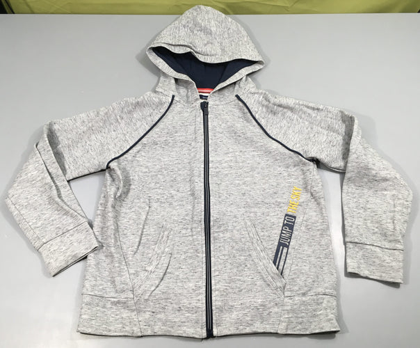 Sweat zippéà capuche gris chiné Sky, moins cher chez Petit Kiwi