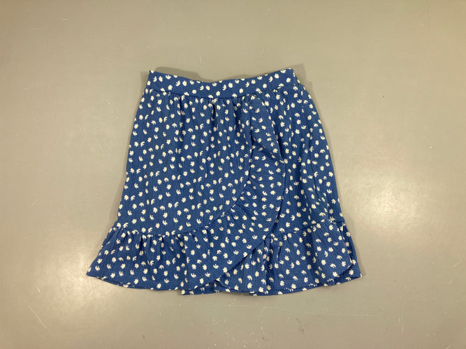 Jupe mousseline bleu fleurs, moins cher chez Petit Kiwi