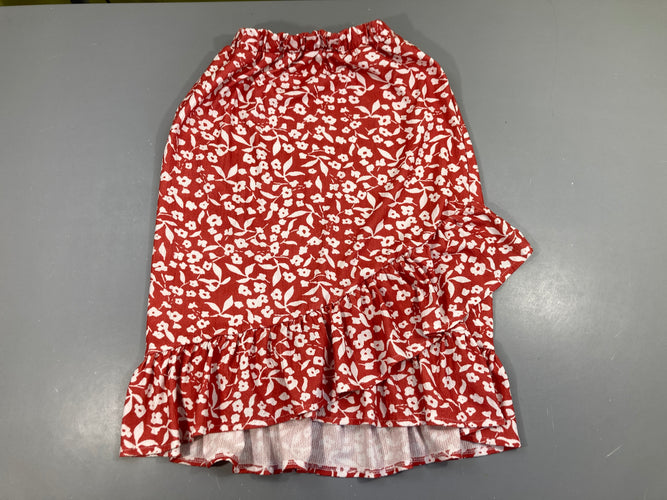 Jupe longue mousseline rouge fleurs, moins cher chez Petit Kiwi