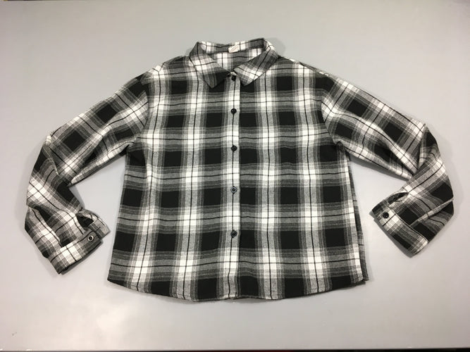 Chemise m.c flanelle à carreaux noir/blanc, moins cher chez Petit Kiwi