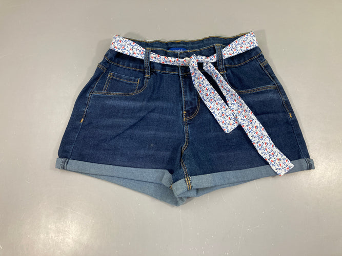 Short denim foncé à revers ceinture, moins cher chez Petit Kiwi