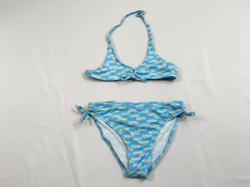 Bikini bleu motifs géométriques
