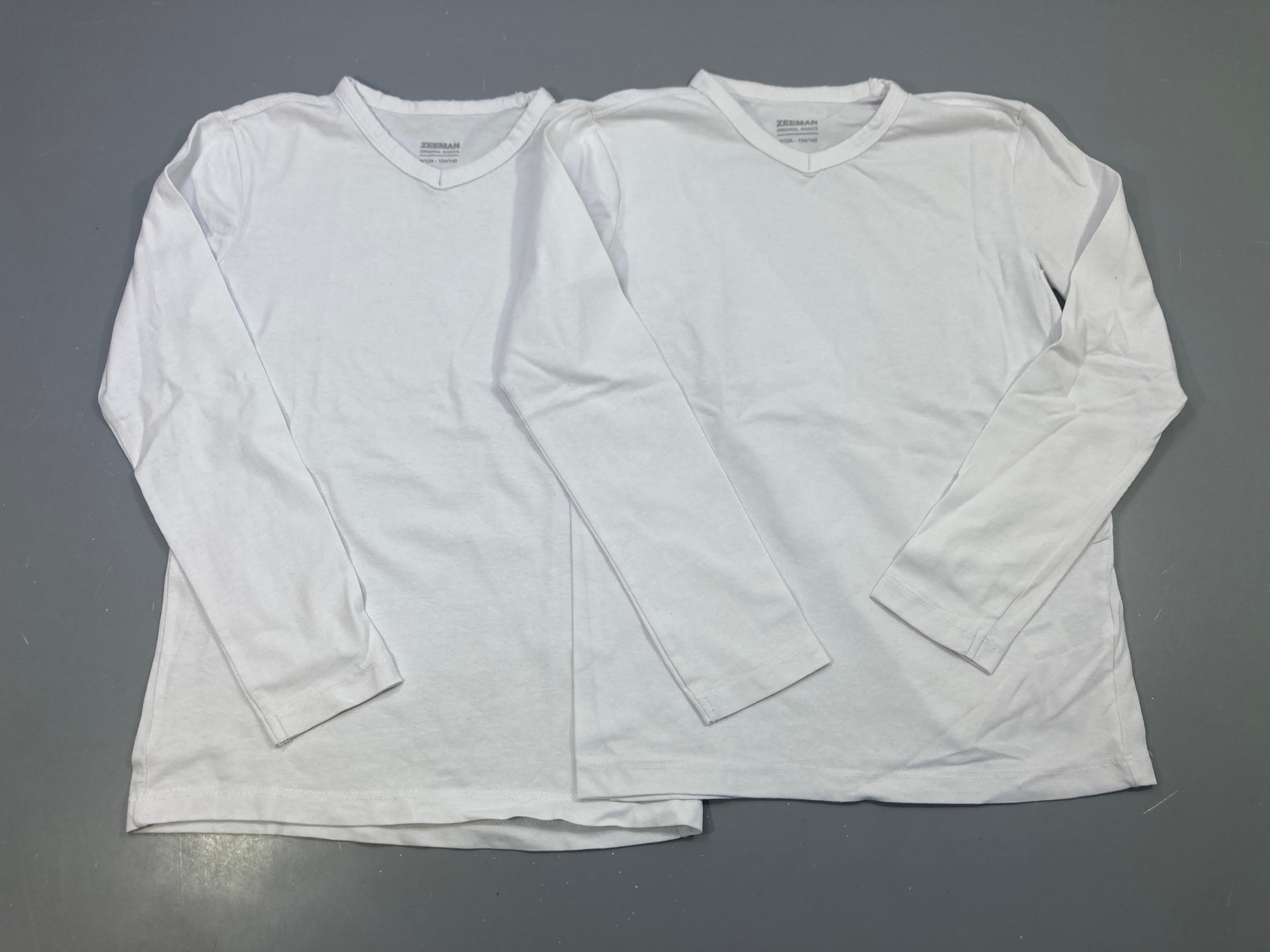 T-shirt m.l blanc col V, lot de 2