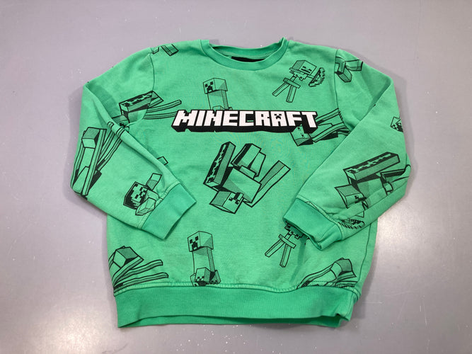 Sweat vert, motif Minecraft, moins cher chez Petit Kiwi