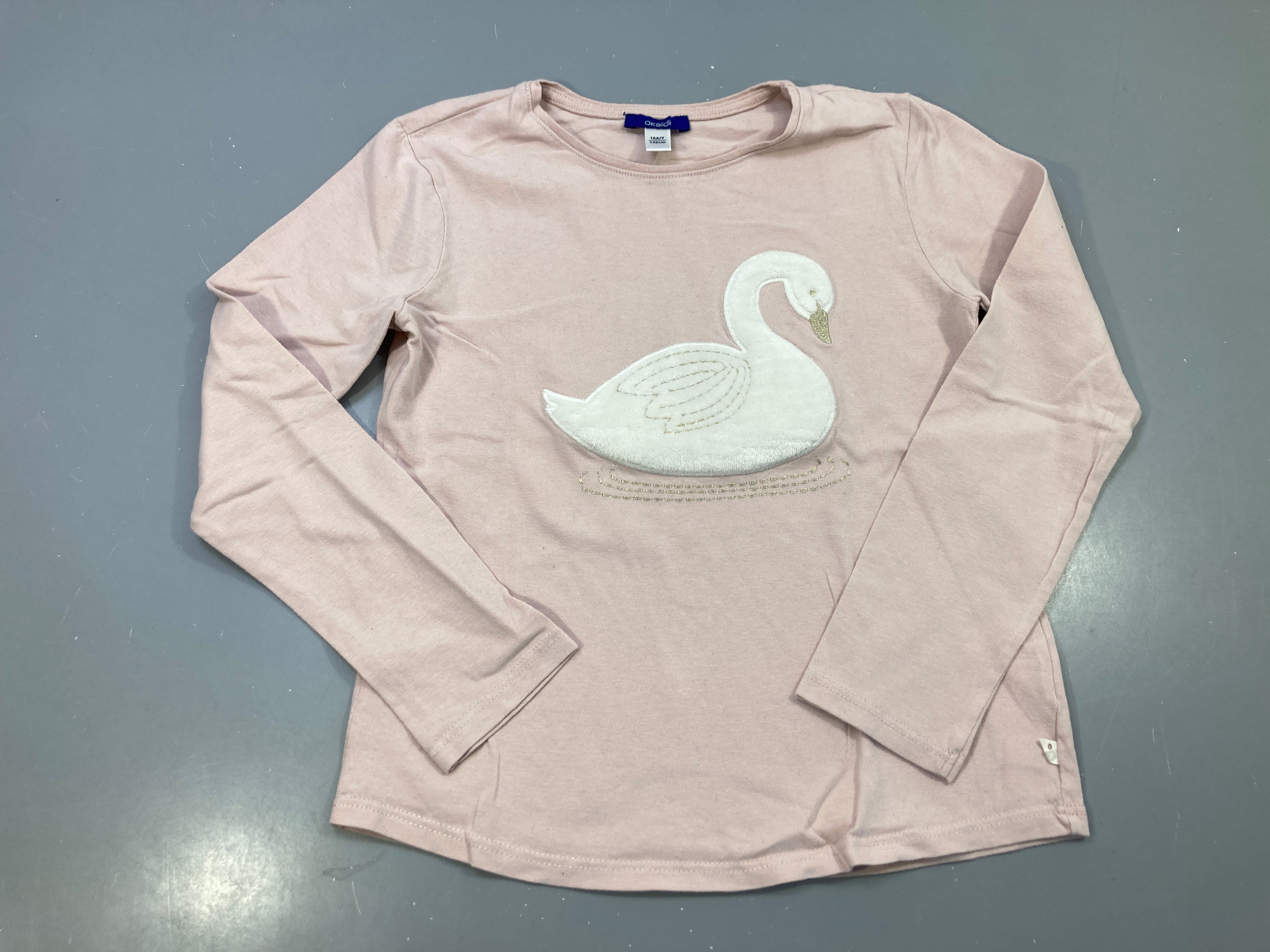 T-shirt m.l rose pâle, cygne texturé
