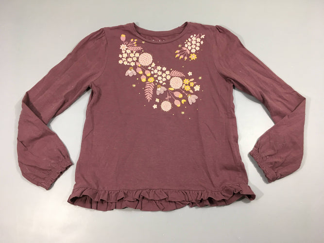 T-shirt m.l mauve fleurs tulle sequins froufrous, moins cher chez Petit Kiwi