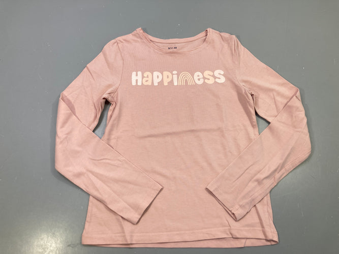 T-shirt m.l rose poudré, motif HAPPINESS, moins cher chez Petit Kiwi