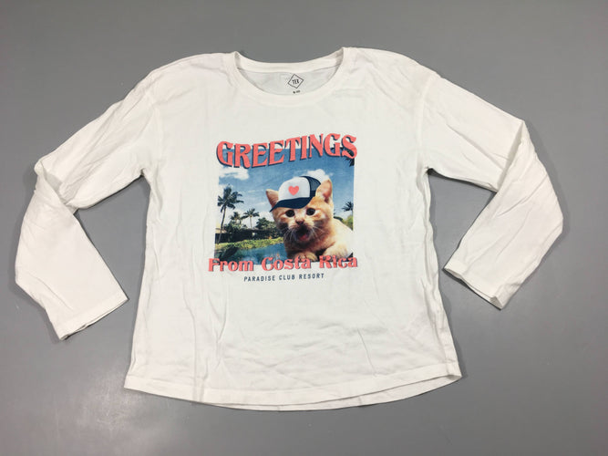 T-shirt m.l blanc chat, moins cher chez Petit Kiwi