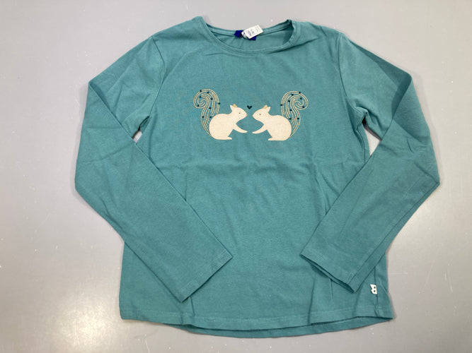 T-shirt m.l vert sauge, écureuils, coeur, moins cher chez Petit Kiwi
