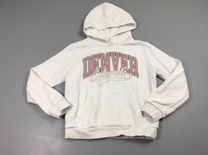 Sweat à capuche blanc Denver, moins cher chez Petit Kiwi