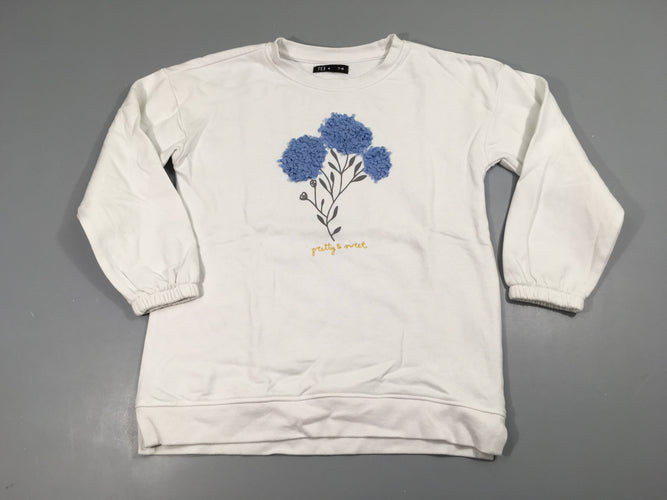 Sweat blanc fleurs tulle, moins cher chez Petit Kiwi
