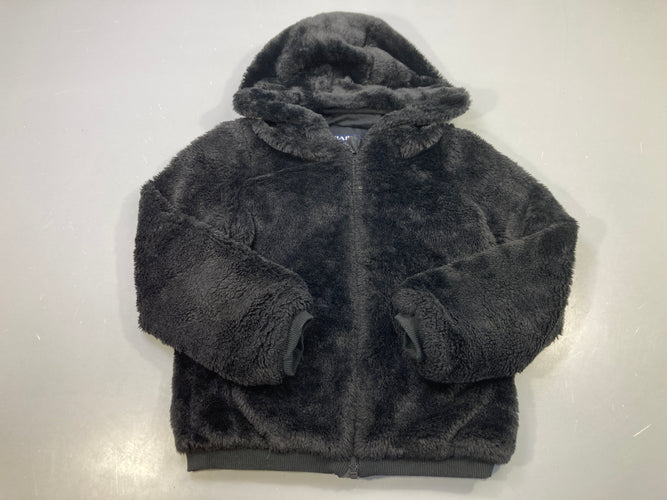 Sweat zippé capuche duveteux gris anthracite, moins cher chez Petit Kiwi