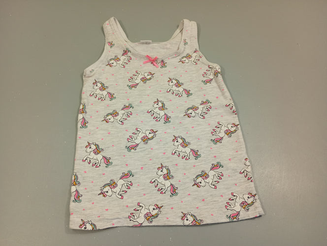 Chemisette s.m gris clair flammé , licornes . Légèrement bouloché, moins cher chez Petit Kiwi