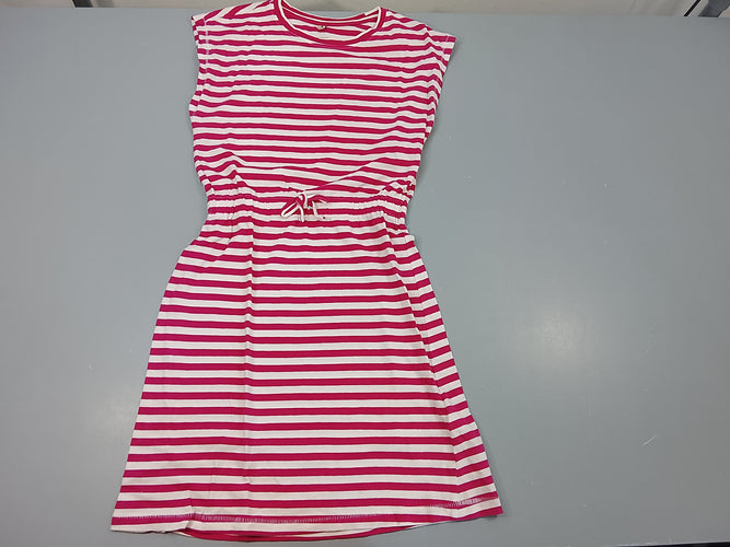 Robe m.c blanche rayé rose, moins cher chez Petit Kiwi