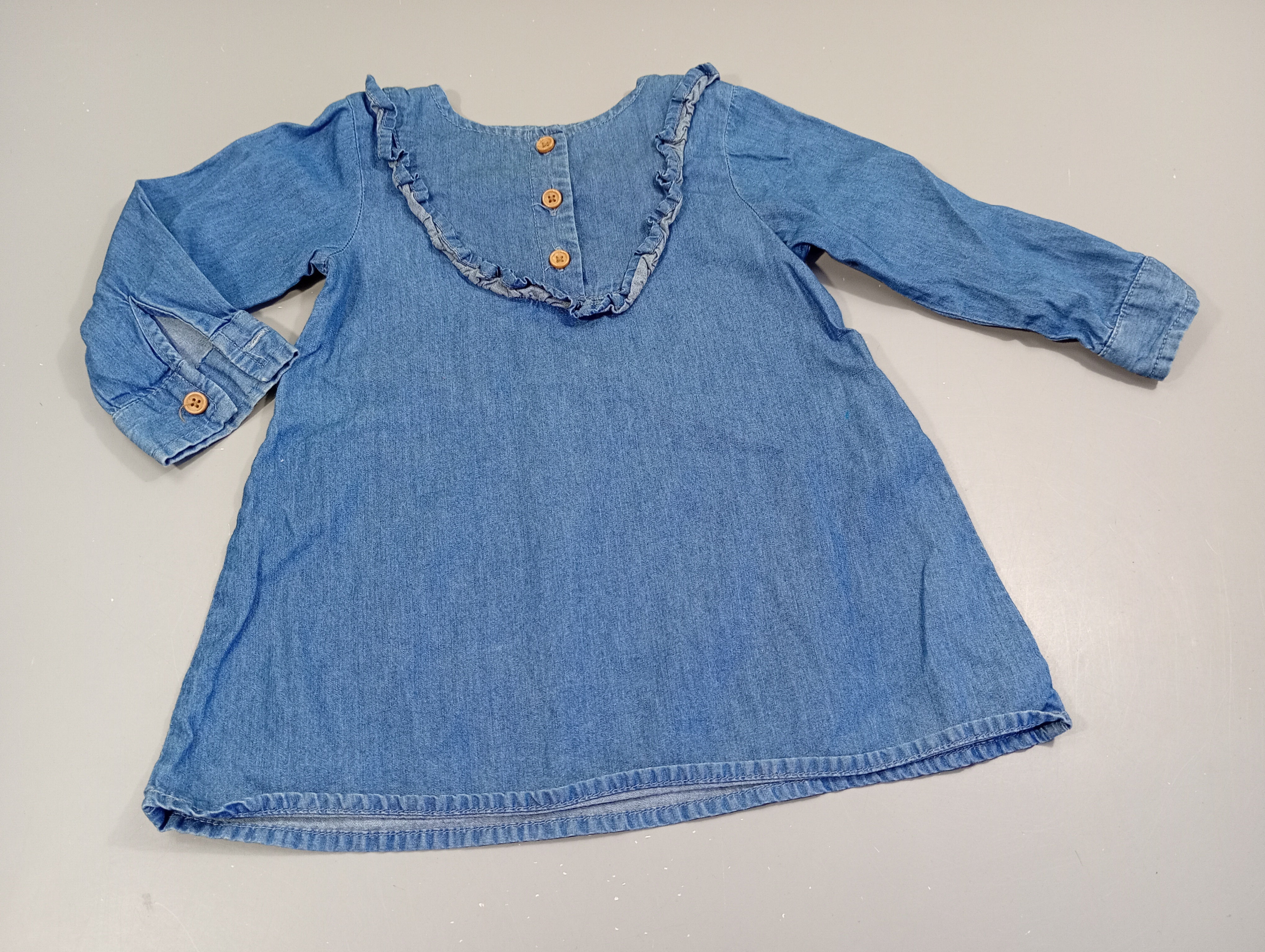 Robe m.l denim , col  volant