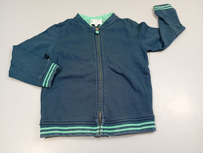Sweat zippé bleu marine, vert  zip s.miley, moins cher chez Petit Kiwi