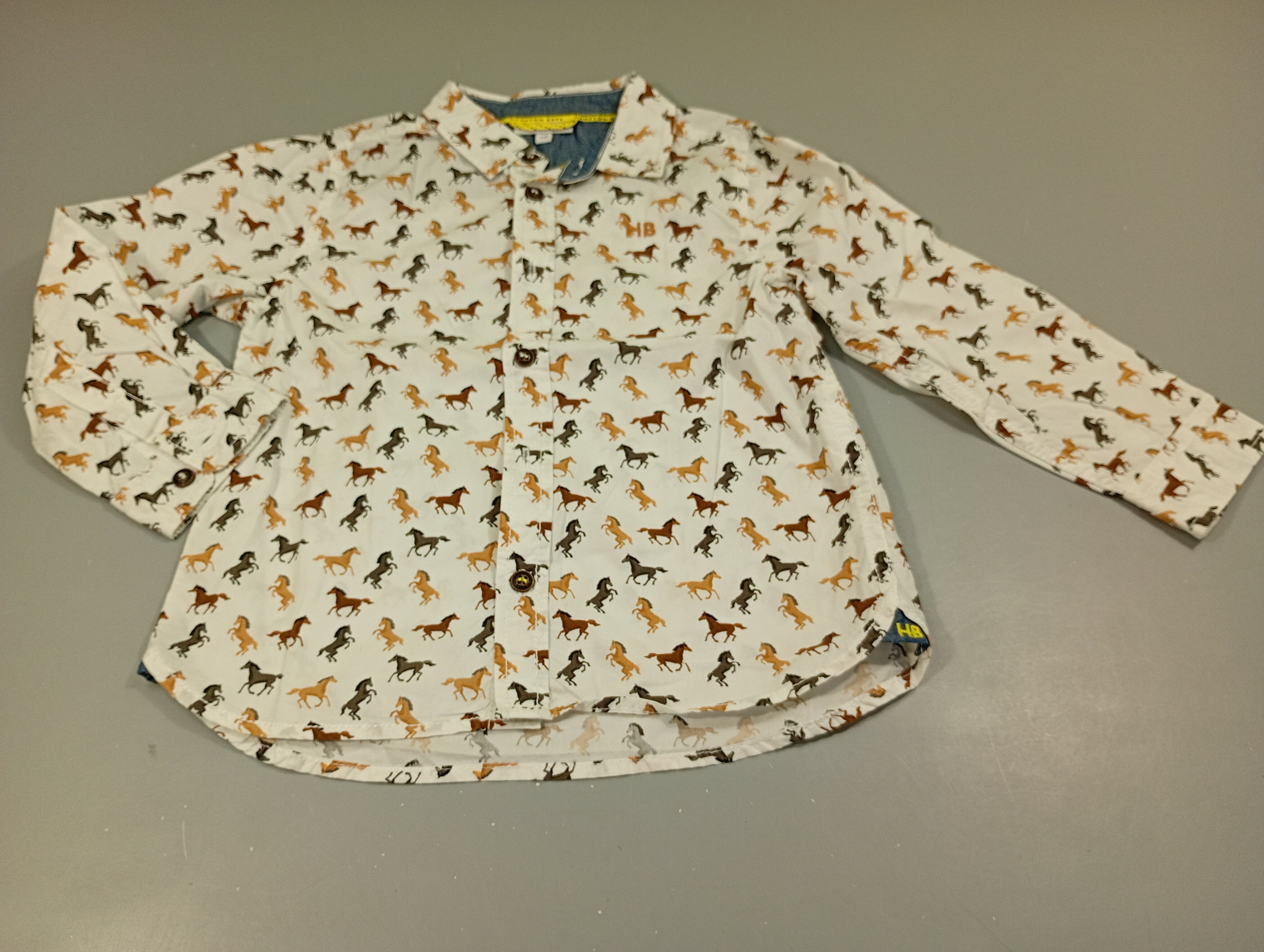 Chemise m.l blanc , chevaux