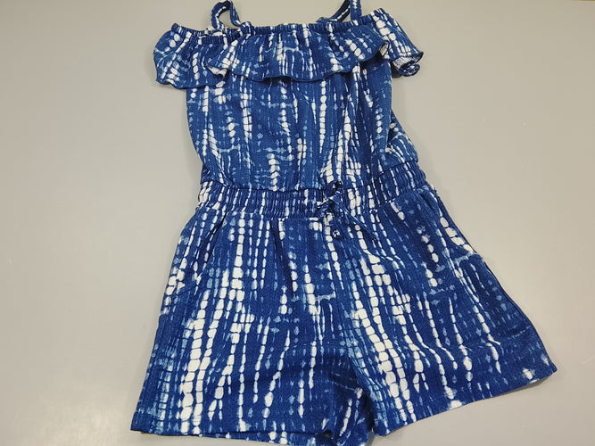 Combishort bleu et blanc, épaules dénudées, moins cher chez Petit Kiwi