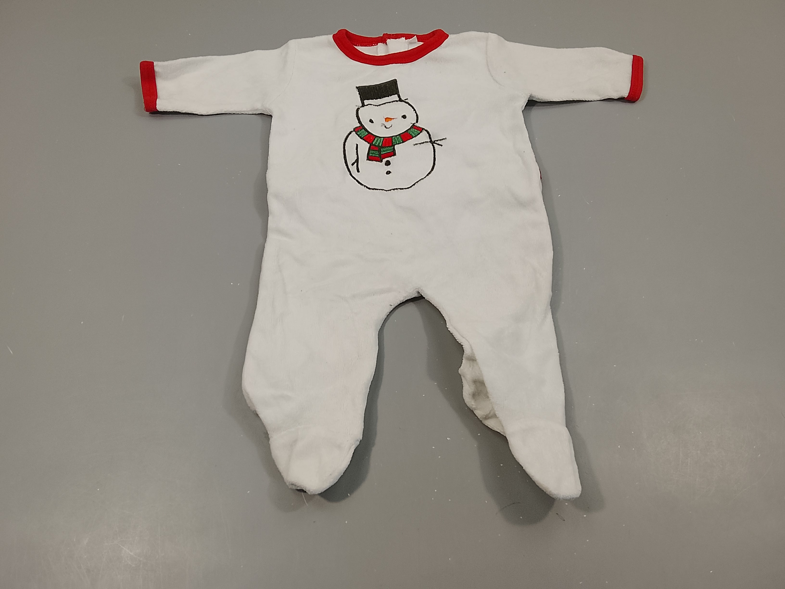 Pyjama velours blanc , bonhomme de neige