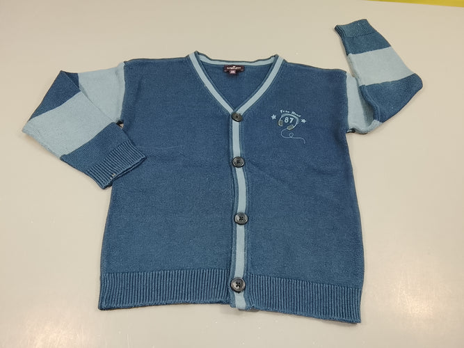 Gilet bleu, col V "Free rock", moins cher chez Petit Kiwi