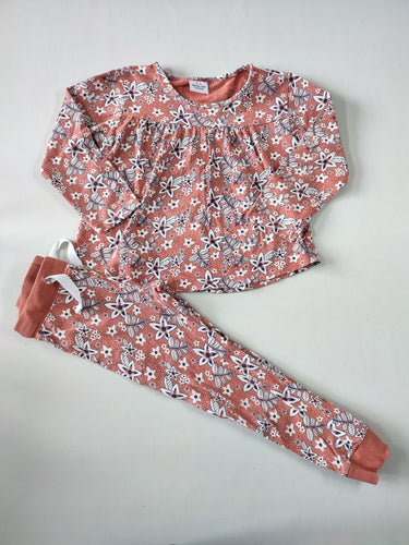 Pyjama 2pcs jersey brun motif à fleurs pois blancs, moins cher chez Petit Kiwi