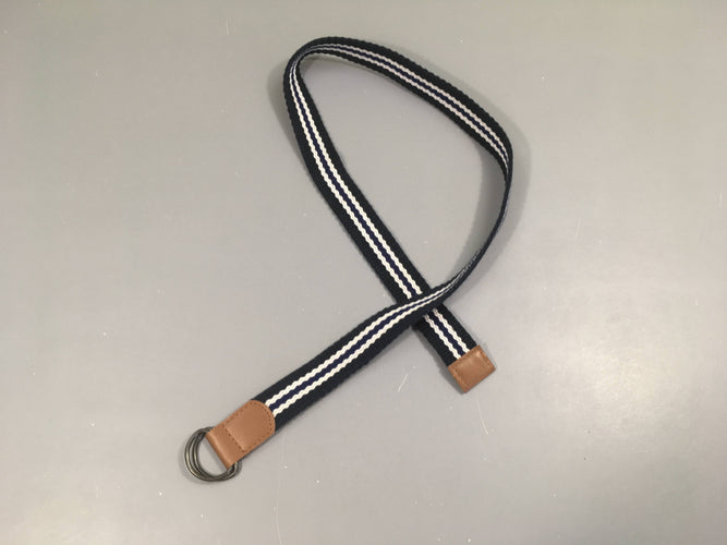 Ceinture bleu foncé rayé blanc/simili cuir, moins cher chez Petit Kiwi