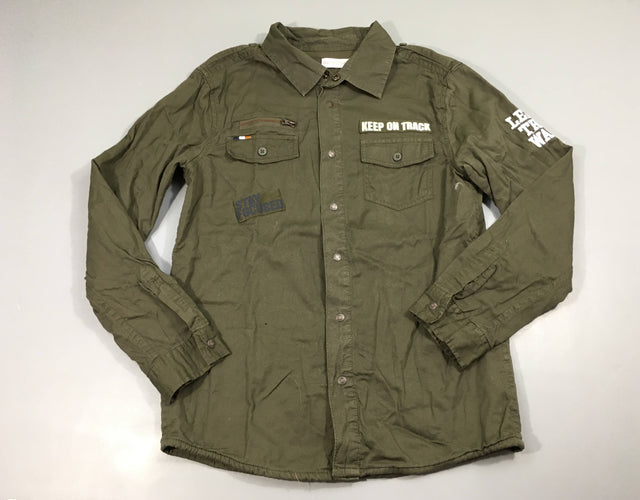 Chemise kaki doublé jersey, moins cher chez Petit Kiwi